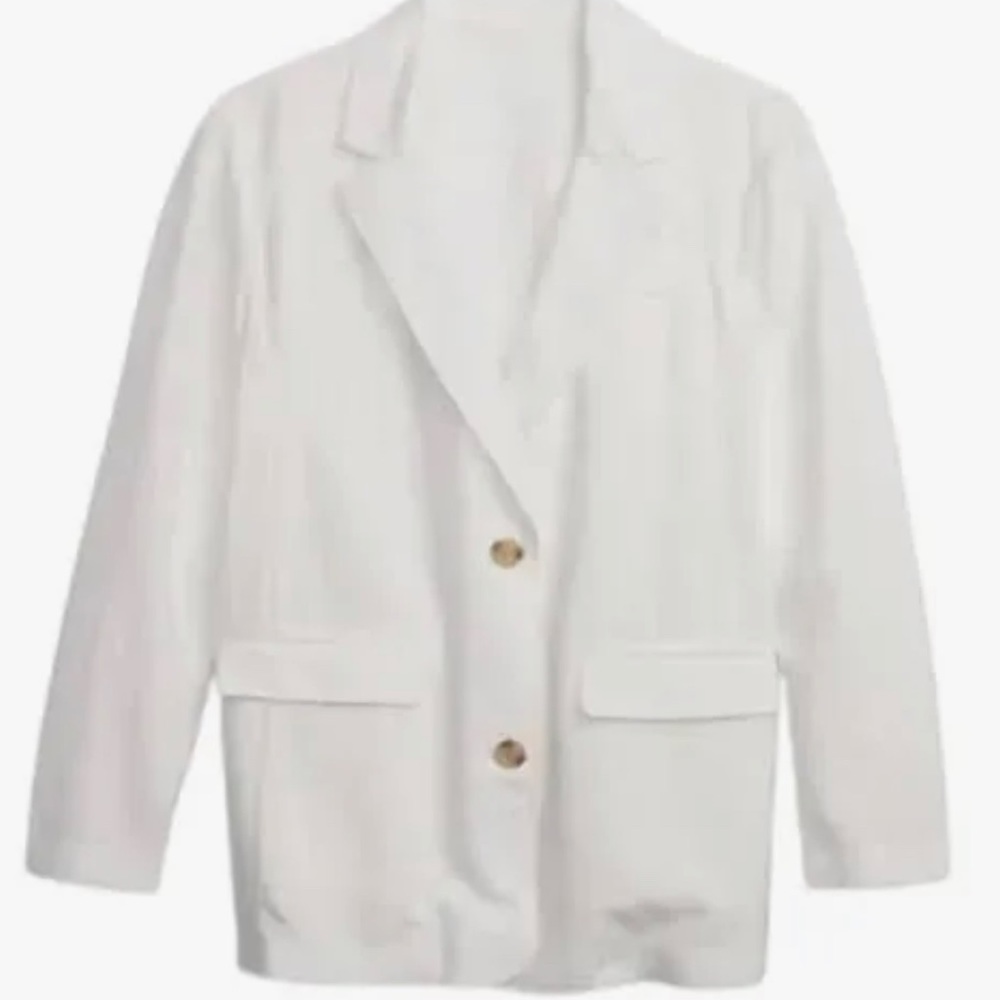 White Linen Cotton  Blazer